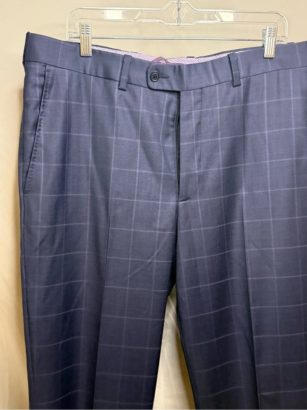 Aristo Eighteen Sterling Men’s 100% Wool Dress Pants Size 34 Navy Windowpane
